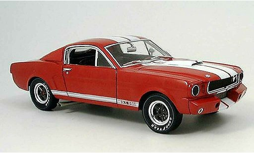 Shelby GT 350 1966 1/18 Shelby Collectibles racing rouge avec bandes blanches miniature