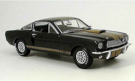 Shelby GT 350 1966 1/18 Shelby Collectibles h noire avec bandes or hertz miniature