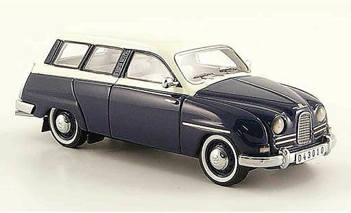 Saab 95 Base 1/43 Neo bleu blanche 14 miniature