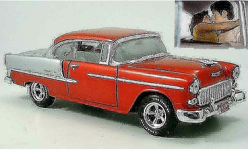 Chevrolet Bel Air Coupe 1/18 Ertl 1955 rouge/grise miniature