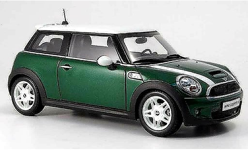 Mini Cooper D 1/18 Kyosho verte et bandes blanches miniature