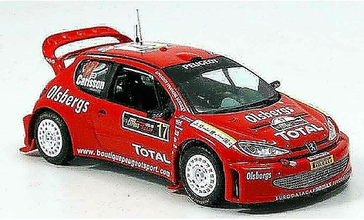 Peugeot 206 WRC 1/43 IXO no.17 carlsson andersson rallye zypern 2005 miniature