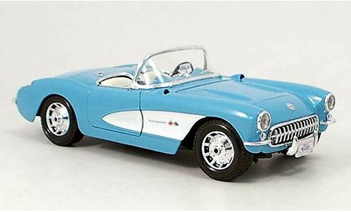 Chevrolet Corvette Convertible 1/18 Maisto C1 bleu blanche 1957 miniature