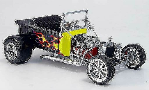 Ford Hot Rod 1925 1/18 Yat Ming t-bucket noire avec jauneen flammen ouvert miniature