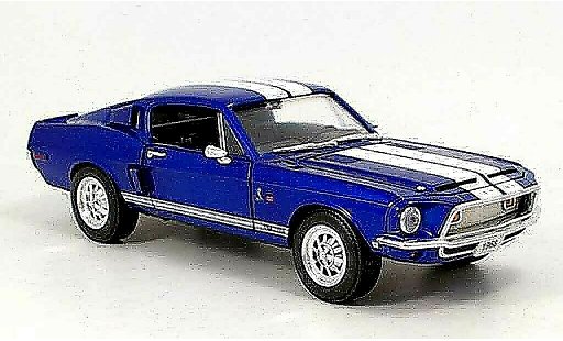 Shelby GT 500 1968 1/18 Yat Ming kr bleu avec bandes blanches miniature