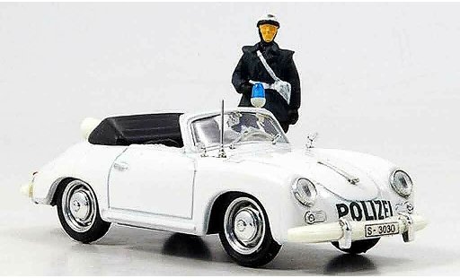 Porsche 356 1952 1/43 Brumm police Allemagne avec Figur miniature