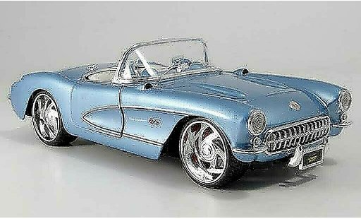 Chevrolet Corvette Convertible 1/18 Maisto C1 grise bleu geoffnetes capote 1957 miniature