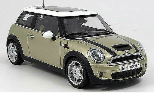 Mini Cooper S 1/18 Autoart beige bandes noires 2006 miniature