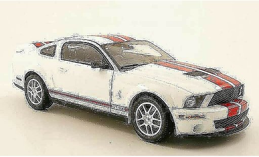 Shelby GT 500 2007 1/18 Shelby Collectibles blanche/rouge miniature