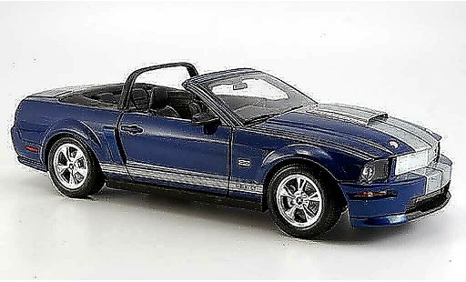 Shelby GT Convertible 1/18 Shelby Collectibles cabriolet bleu bandes grises 2008 miniature