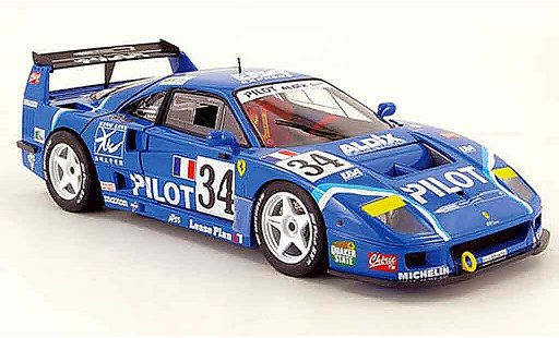 Ferrari F40 course 1/18 Hot Wheels Elite no.34 pilot 24h le mans 1995 miniature