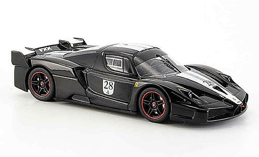 Ferrari Enzo FXX 1/43 Hot Wheels Elite no.28 noire avec blancheem bandes miniature