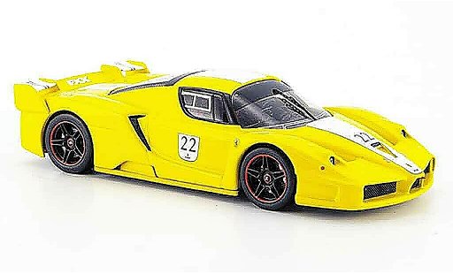 Ferrari Enzo FXX 1/43 Hot Wheels Elite no.22 jaune avec blancheem bandes miniature