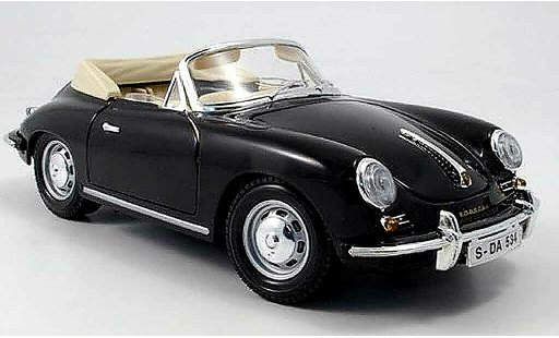 Porsche 356 1961 1/18 Burago B cabriolet noire miniature