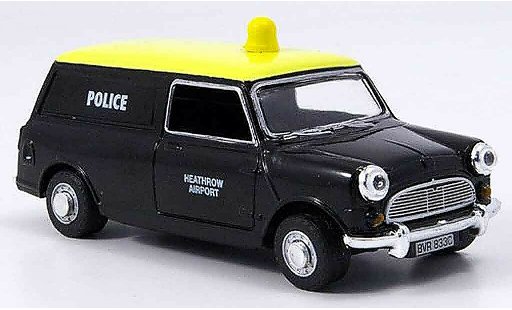 Austin Mini Van police 1/43 Oxford noire jaune Heathrow miniature