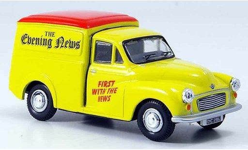 Morris Minor Van 1/43 Oxford jaune rouge Evening News fourgon miniature
