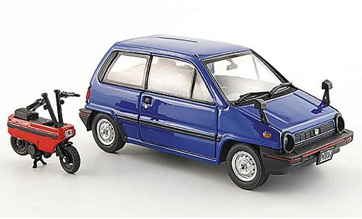 Honda City Motocompo 1/43 Ebbro bleu avec Minimotorrad 1981 miniature