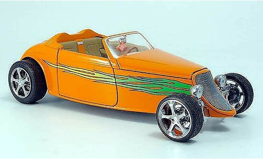 Ford Hot Rod 1933 1/18 Yat Ming cabriolet orange vertee flammen ouvert miniature