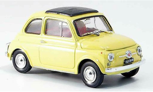 Fiat 500 F 1/43 Brumm jaune avec capote toit pliant 1965 miniature