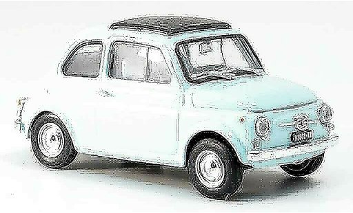 Fiat 500 F 1/43 Brumm bleu avec capote toit pliant 1965 miniature