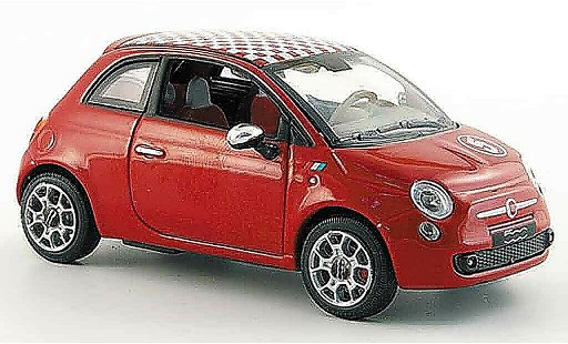 Fiat 500 Base 1/43 Norev rouge blanche &Atilde; carreauxs toit 2007 miniature