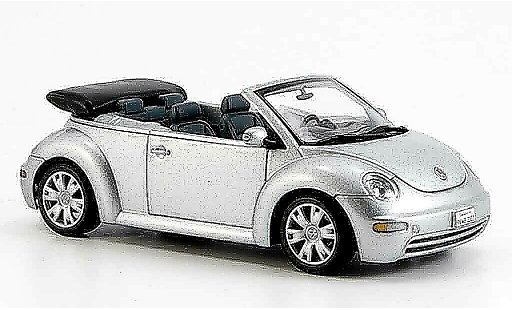 Volkswagen New Beetle Cabriolet 1/43 Autoart grise metallisee geoffnetes capote miniature