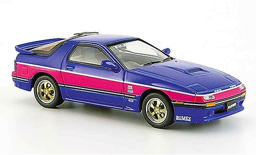 Mazda RX7 1985 1/43 Aoshima bleu Savanna FC3S miniature