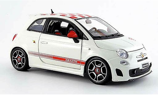 Fiat 500 Abarth 1/18 Burago rouge-blanche 2007 miniature