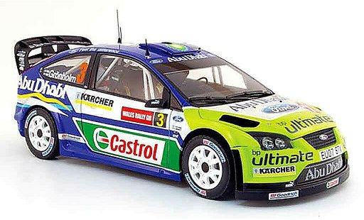Ford Focus RS WRC 1/18 Sun Star no.3 bp/abu dhabi rallye pays de galles 2007 miniature