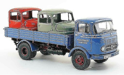 Mercedes LP 911 Base 1/43 Premium Cls plateau bleu avec Fahrerhauser Ladegut miniature