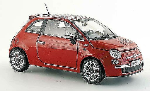 Fiat 500 Sport 1/18 Norev no.5 rouge avec blanche-rouge-&Atilde; carreaux toit 2007 miniature