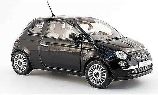 Fiat 500 Base 1/18 Mondo Motors noire avec verte-blanche-rougeem bandes 2007 miniature