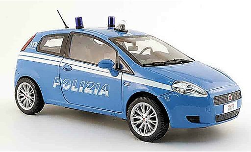 Fiat Grande Punto Berlina 1/18 Mondo Motors police polizia bleu police italien miniature