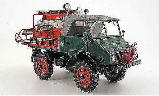 Mercedes Unimog 401-404 1/18 Schuco 401 pompier avec spezialaufbau verte rouge 1953 miniature