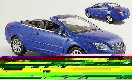 Ford Focus CC CC 1/18 Powco bleu avec capote amovible 2007 miniature