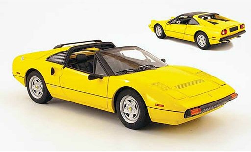 Ferrari 308 GTS 1/18 Hot Wheels jaune noire interieur miniature