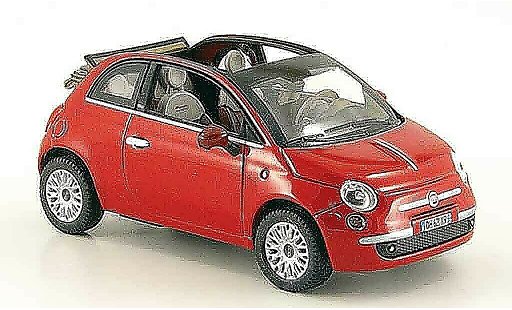 Fiat 500 Cabrio 1/43 Norev C rouge ouvertes Rolltoit 2009 miniature