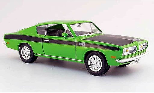Plymouth Barracuda 1969 1/18 Yat Ming 440 verte noire miniature