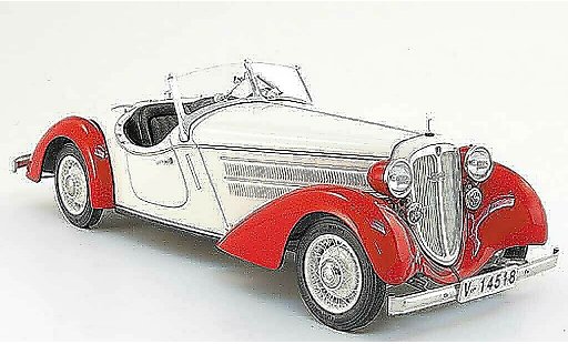 Audi 225 roadster 1/18 CMC front rouge/blanche 1935 miniature