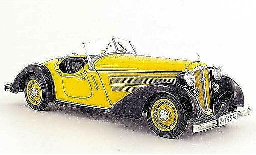 Audi 225 roadster 1/18 CMC front noire/jaune 1935 miniature