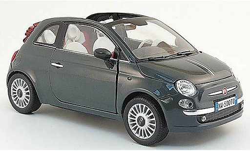 Fiat 500 Cabrio 1/18 Mondo Motors cabriolet grise 2009 miniature