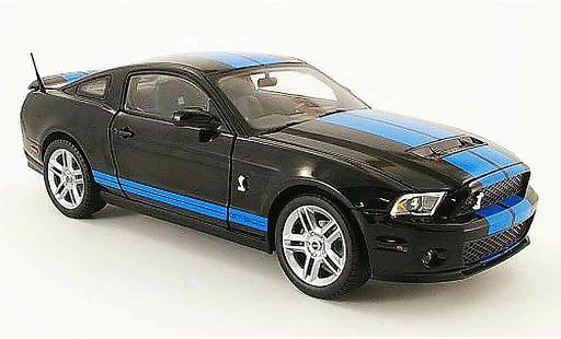 Shelby GT 500 2010 1/18 Shelby Collectibles noire avec bleuen bandes miniature