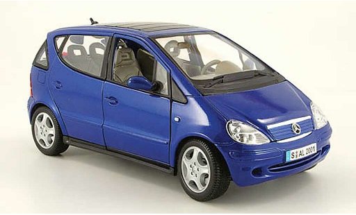 Mercedes Classe A Base 1/18 Maisto langversion 4-turer bleu miniature