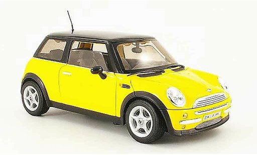 Mini Cooper D 1/18 Welly jaune noire toit miniature