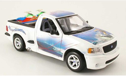 Ford F-150 Pickup 1/18 Burago F 150 blanc avec 2 jet ski dans la benne miniature