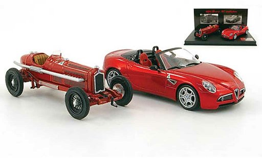 Alfa Romeo 8C 2300 1/43 M4 Evolution-Set: P3 (1932) rouge + miniature