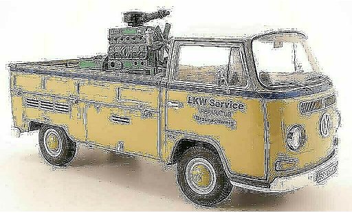Volkswagen Combi A 1/18 Schuco t2a plateau lkw service avec ladegut miniature