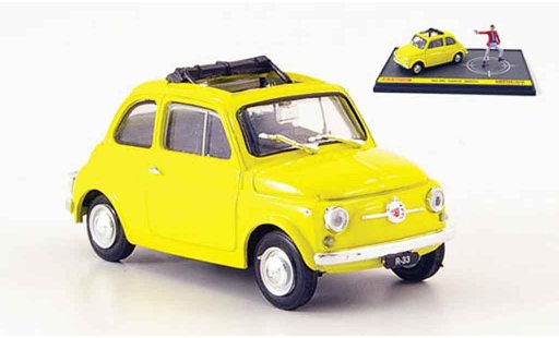 Fiat 500 Classique 1/43 Brumm jaune avec Figur Lupin the 3rd Wanted miniature