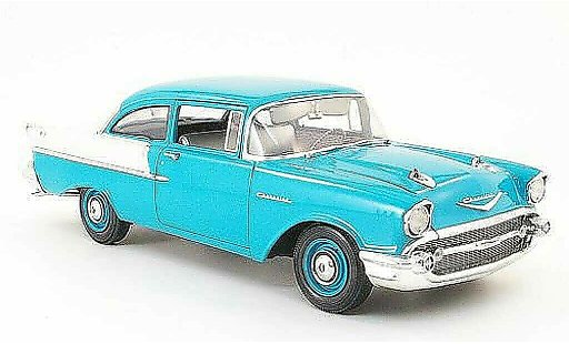 Chevrolet Bel Air Sedan 1/18 Highway 61 1957 150 utility turquoise/grise 2 portes miniature