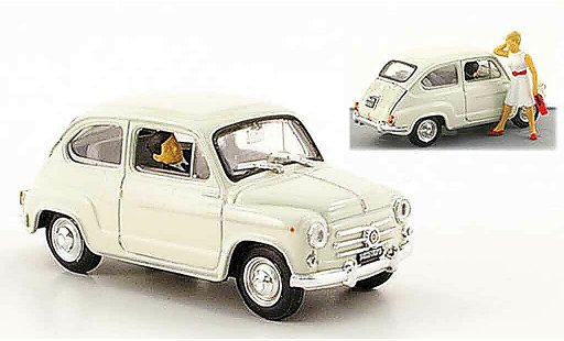 Fiat 600 D 1/43 Brumm grise avec Figuren 1960 miniature